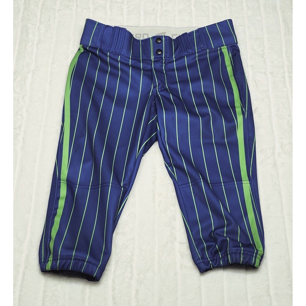 Champro Youth Boys Baseball Pants Blue Green Pinstripe Elastic Cuffs XL